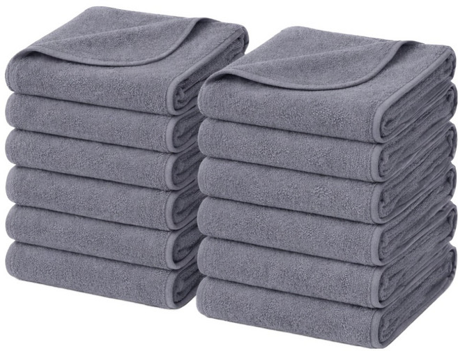 쉐리엘 먼지없는 저자극 극세사 호텔수건, 다크그레이, 10개