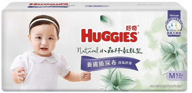 HUGGIES 好奇 小森林黏貼型紙尿褲/尿布 6~11kg 30837, M, 52片