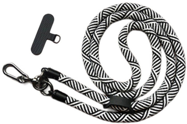 디멜디 남여공용 초경량 로프형 여행활용 스마트폰 크로스 스트랩 120cm, 블랙화이트, 1개