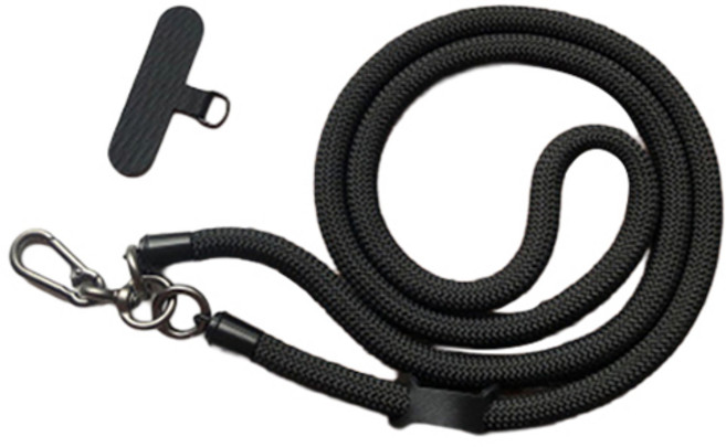 디멜디 남여공용 초경량 로프형 여행활용 스마트폰 크로스 스트랩 120cm, 블랙, 1개