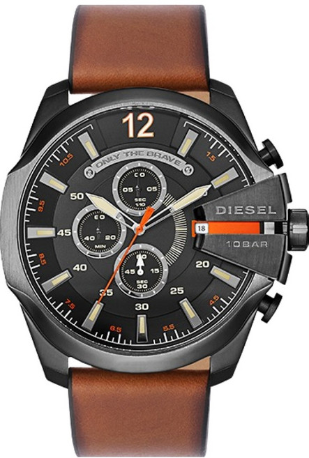 디젤 남성용 메가 치프 크로노그래프 가죽시계 DZ4343