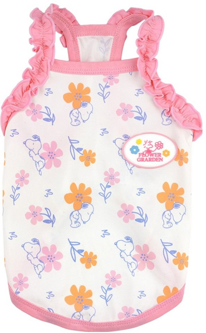 피너츠(PEANUTS) 강아지 패리스독 여름 피너츠 플로랄 쿨티셔츠, 1개, 핑크