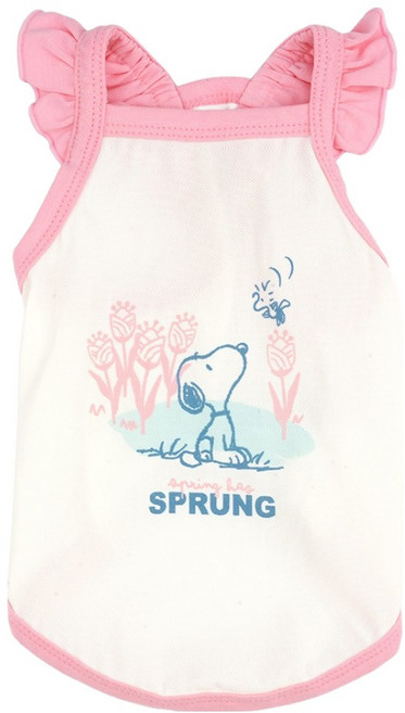 피너츠(PEANUTS) 강아지 패리스독 여름 피너츠 블루밍 쿨 티셔츠, 1개, 핑크