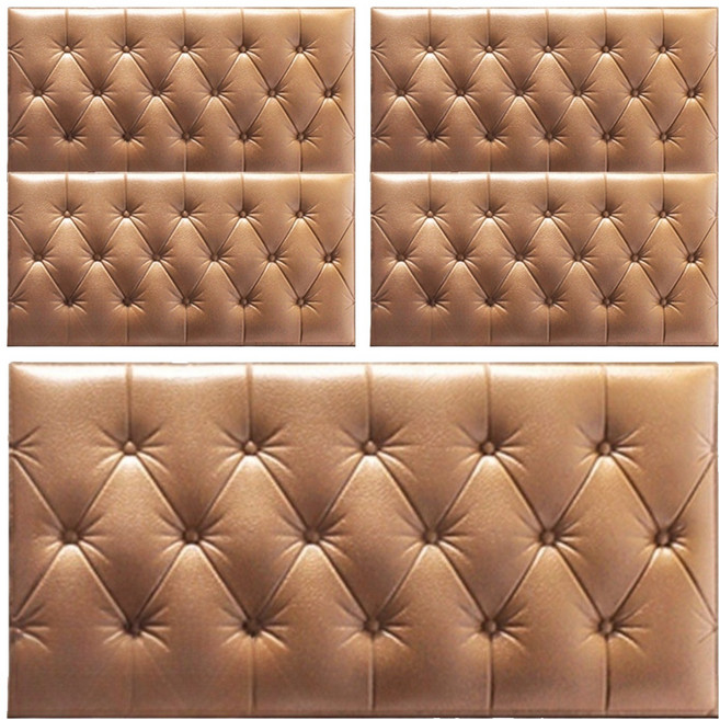 홍시마켓 홈 인테리어 더 두꺼워진 충격방지 폼블럭 벽 스티커 70cm x 35cm x 10mm, 브라운, 5개