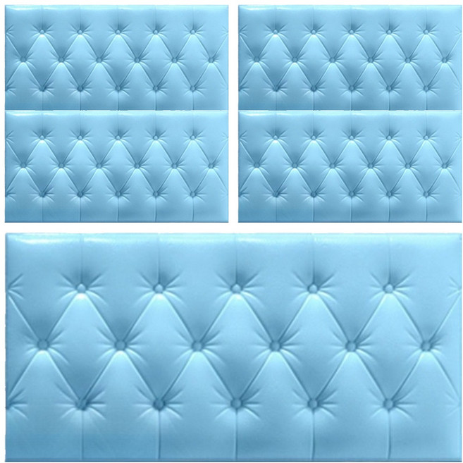 홍시마켓 홈 인테리어 더 두꺼워진 충격방지 폼블럭 벽 스티커 70cm x 35cm x 10mm, 스카이블루, 5개