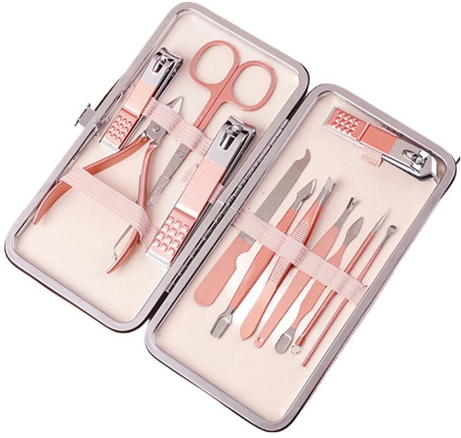 온온 파스텔 휴대용 손톱깎이 12종 세트, 1세트, 핑크