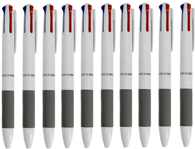 리드홈 잘써지는 소프트 고급 3색 볼펜 0.7mm, 화이트, 10개