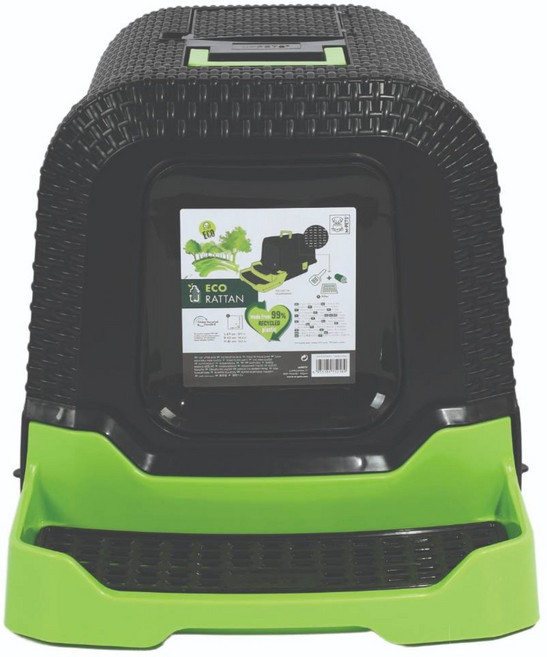 M-PETS ECO 環保防臭貓砂盆, 黑綠色, 1個