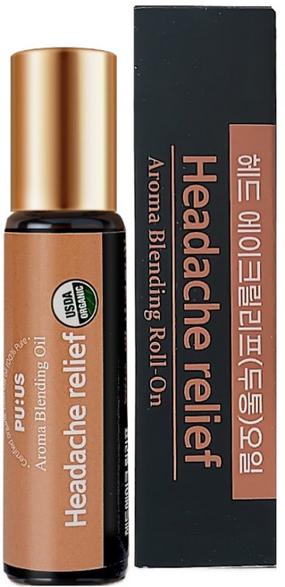 퓨어스 헤드에이크 릴리프 아로마 롤온 에센셜 오일, 1개, 10ml, 헤드에이크(두통) 마사지오일