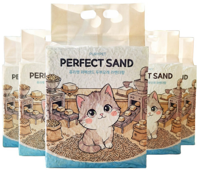 퓨리펫 고양이 가는 입자 두부모래, 라벤더향, 5개, 10L