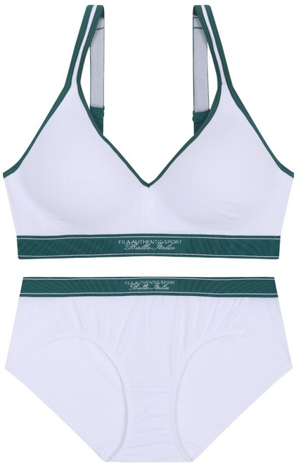 휠라 여성용 영테니스 배색 포인트 노와이어 브라 FI4BAH + 드로즈 DRH1452F 세트