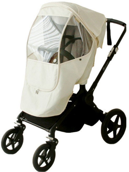 맘노코 3 in 1 유모차 방풍커버 트라이크 레인, 크림 무지, 1개