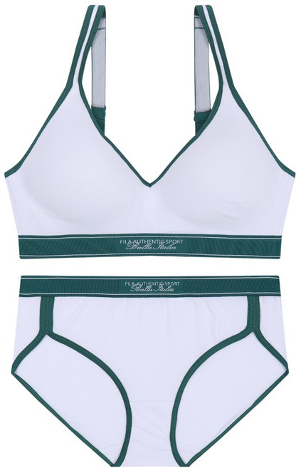 휠라 여성용 영테니스 배색 포인트 노와이어 브라 FI4BAH + 브리프 BFH1452F 세트