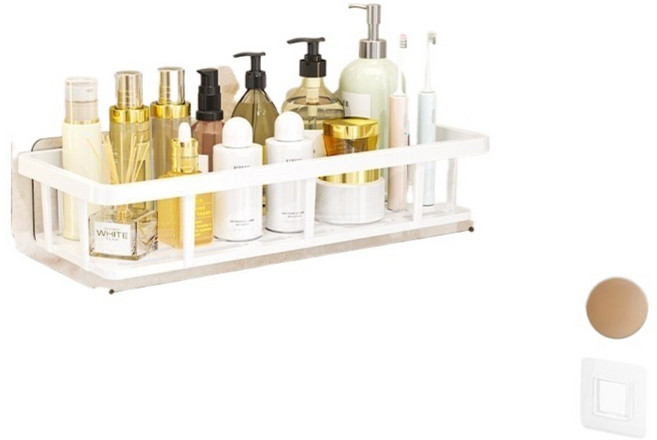 세븐와이즈 무타공 욕실 싱크대 수납 선반 젠다이, 화이트, 1개