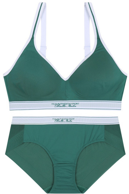 휠라 여성용 영테니스 배색 포인트 노와이어 브라 FI4BAH + 드로즈 DRH1452F 세트