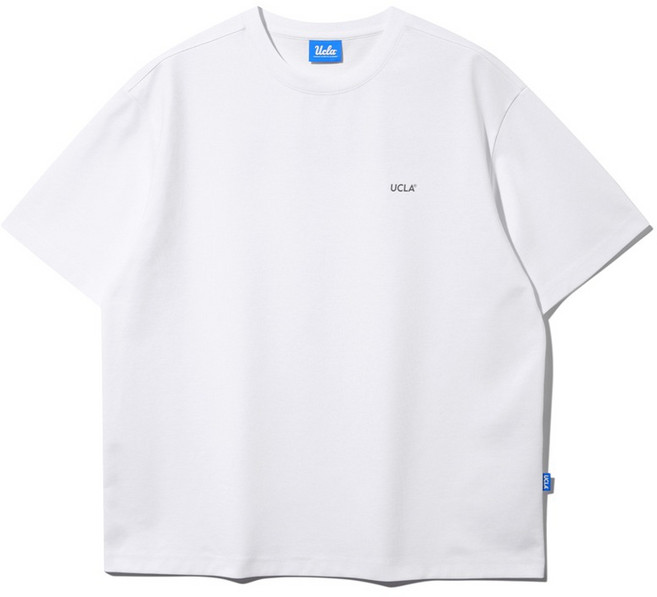 UCLA 男女通用 標準版型 運動風 Logo 羅馬布 短袖 T恤 UB5ST01, 雪白色 32
