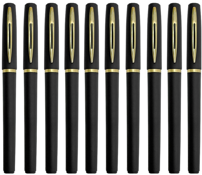 리드홈 프리미엄 골든 필기감 좋은 고급 젤펜 볼펜 0.7mm, 골드블랙, 10개