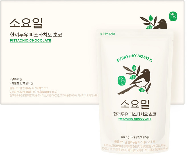 클룹 소요일 한끼두유 피스타치오 초코, 15개, 190ml