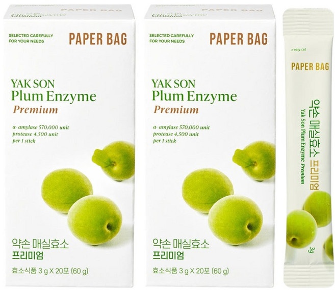 페이퍼백 약손 프리미엄 매실효소 20p, 60g, 2개