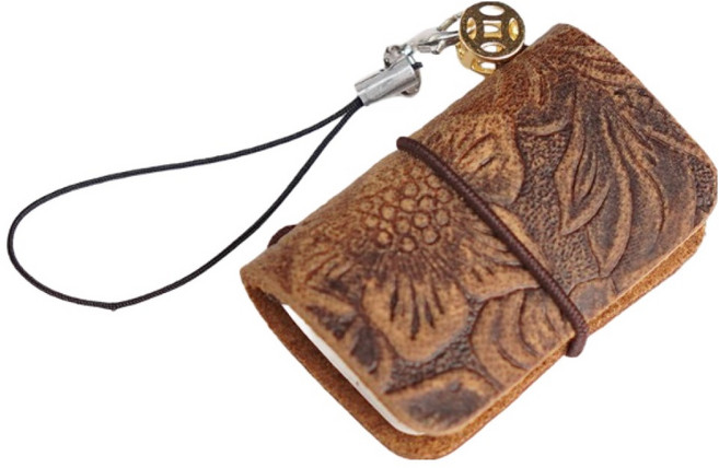 탑피아 초미니 핸드메이드형 포켓 미니수첩, 다크 브라운, 1개