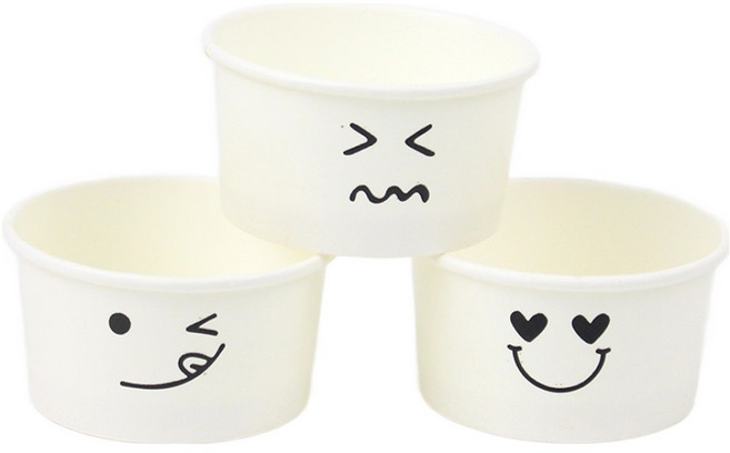 아이엔피 3종 표정 젤라또 컵용기 바디만 화이트 90ml x 80p 세트, 1세트