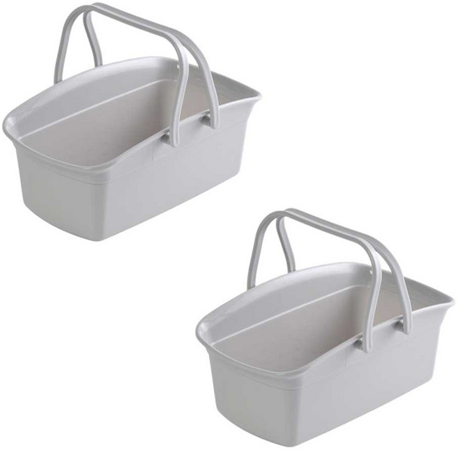 팬톤홈퍼니싱 국내산 물빠짐 좋은 다용도 목욕 바구니 2p, 밀크그레이