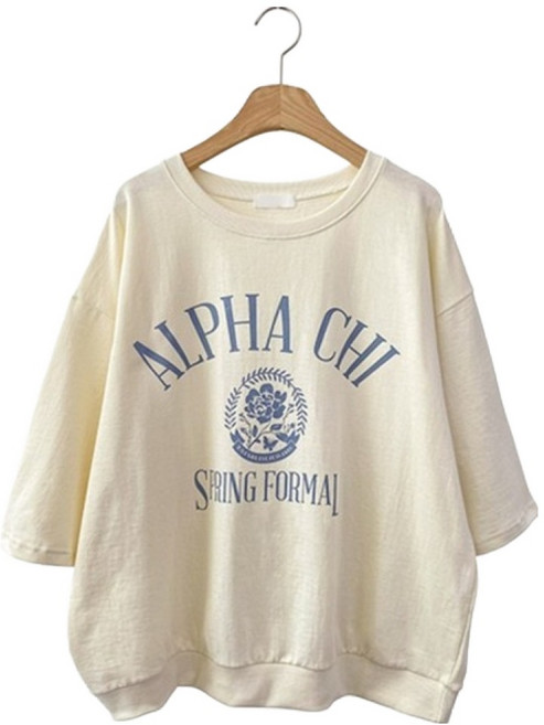 시크블랙 기일베 레터링 프린팅 오버핏 반팔 맨투맨 cpt17575k62