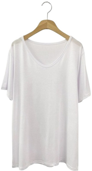 시크블랙 여성용 두필뷰 루즈핏 브이넥 무지 반팔 티셔츠 cpt17597k62