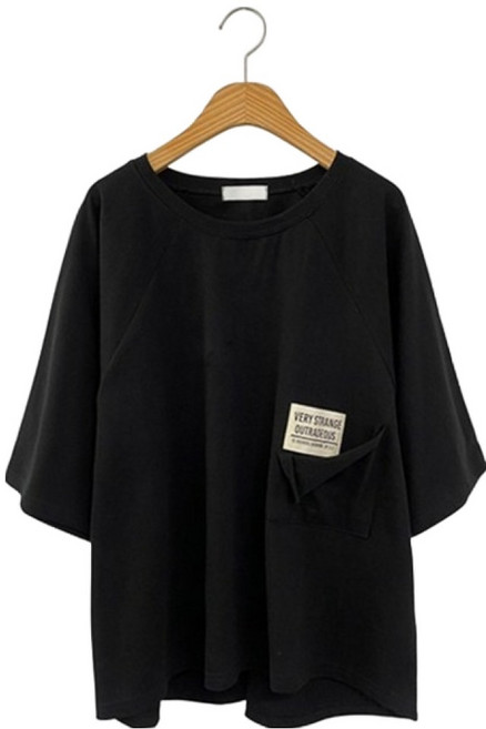 시크블랙 여성용 델부퍼 레터링 포켓 나그랑 오버핏 반팔티 cpt17592k62