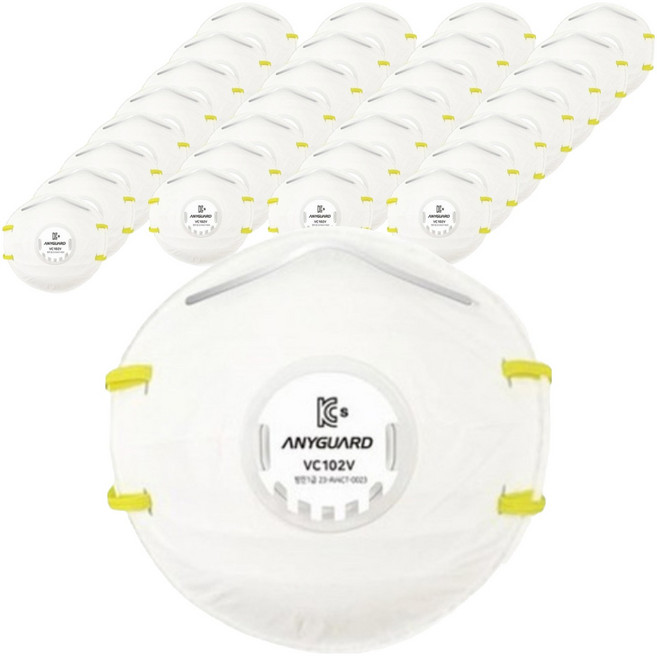 애니가드 안면부여과식 컵타입 밸브형 1급 방진 마스크 VC102V, 100개, 화이트