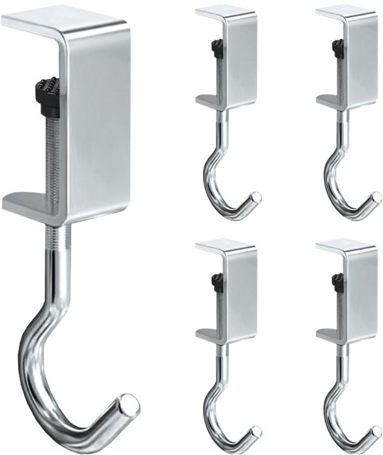 더리빙 무타공 스텐 책상 가방 걸이, 실버, 5개