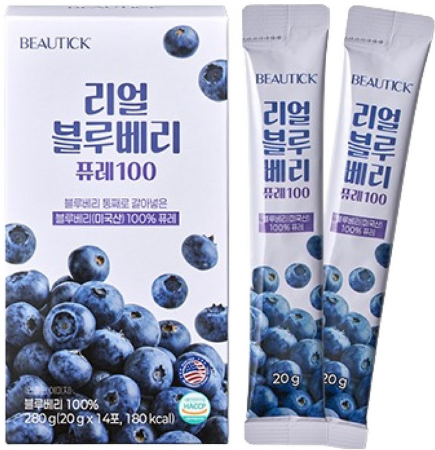 뷰틱 리얼 블루베리 퓨레 100 14p, 280g, 1개