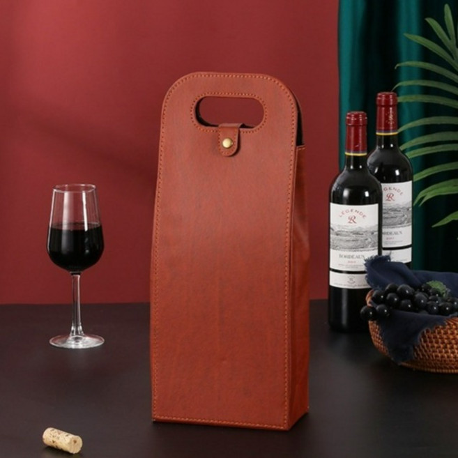 솜니아레 인조가죽 와인 휴대용 샴페인 선물용 가방 16.5 x 9 x 36 cm, 01 우드, 1개
