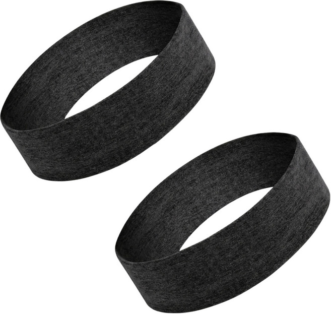 와이홉 스포츠 땀 흡수 논슬립 헤어밴드, 블랙, 2개