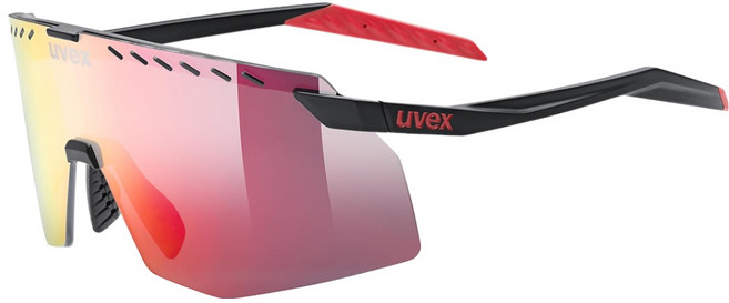 uvex Face Stage 鏡面運動太陽眼鏡, 霧面黑 + 鏡面紅, 1個
