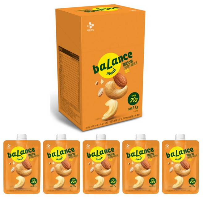 CJ제일제당 밸런스밀 프로틴 쉐이크 견과 5p, 225g, 1개