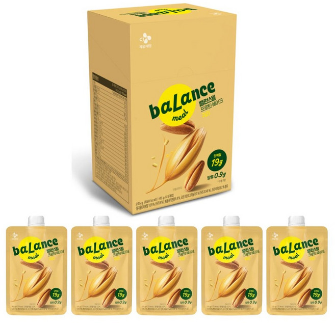 CJ제일제당 밸런스밀 프로틴 쉐이크 귀리 5p, 225g, 1개
