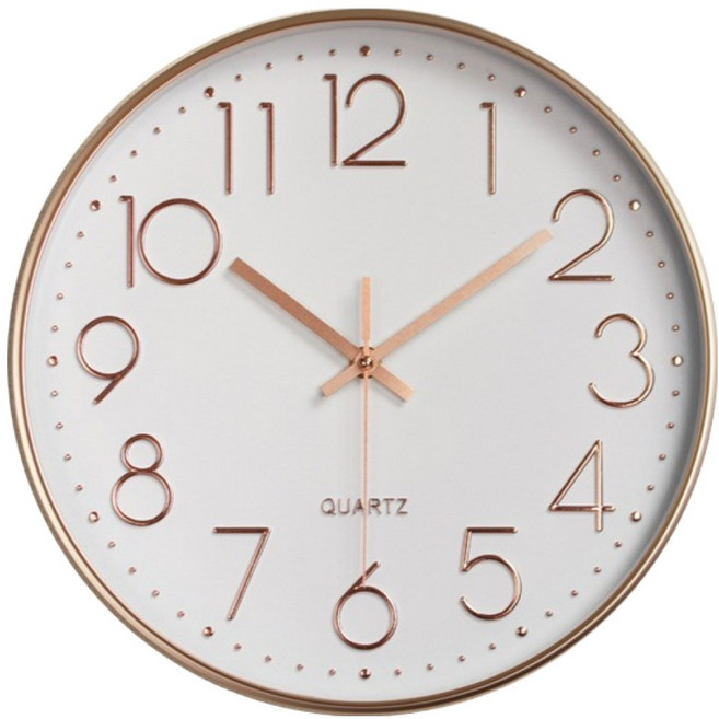 루아즈 인테리어 무소음 원형 베이직 벽시계 20cm, 화이트핑크