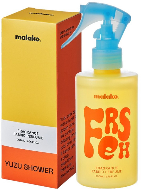 말라코 오 프레쉬 섬유 향수, 1개, 200ml, 유자 샤워