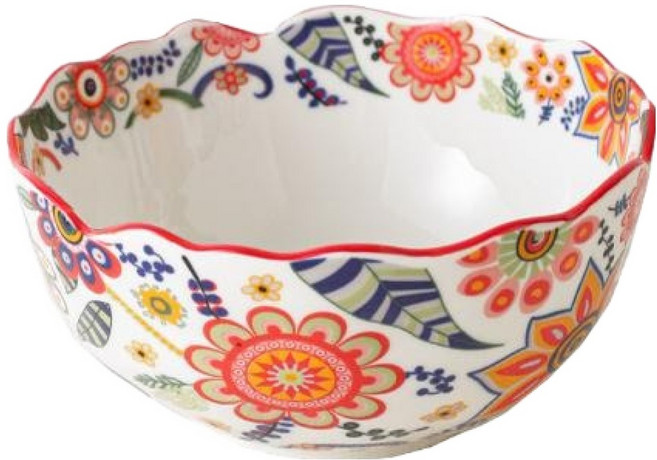 American Road 花卉民族風紅色圖案陶瓷碗盤 HR2726