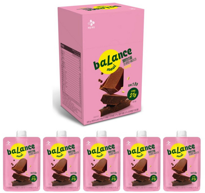 CJ제일제당 밸런스밀 프로틴 쉐이크 카카오 5p, 225g, 1개