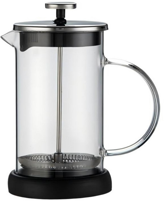 Couselect 高硼硅玻璃法壓壺 鋼蓋濾壓壺 600ml, 透明色, 1個