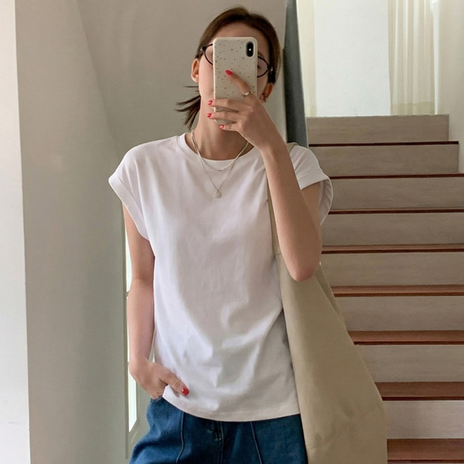 루나걸 여성용 세라디아 캡소매 슬림 티셔츠 L26SMT030503