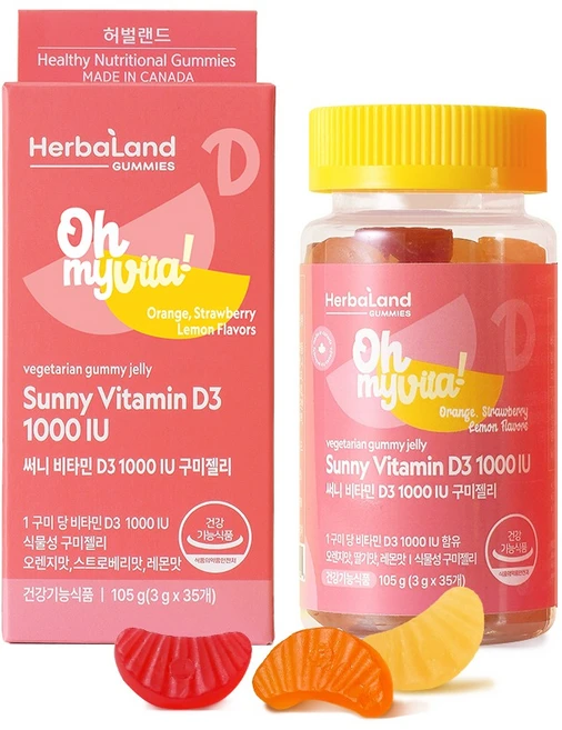 허벌랜드 써니 비타민D3 1000 IU 구미젤리 35p, 105g, 1개 - 쿠팡