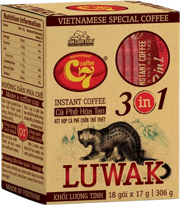 씨세븐 루왁 위즐 인스턴트 커피, 1개, 18개입, 17g