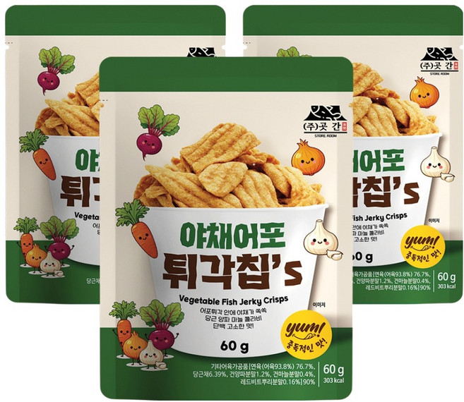 수산곳간 야채의 꿀조합 야채어포 튀각칩's, 3개, 60g