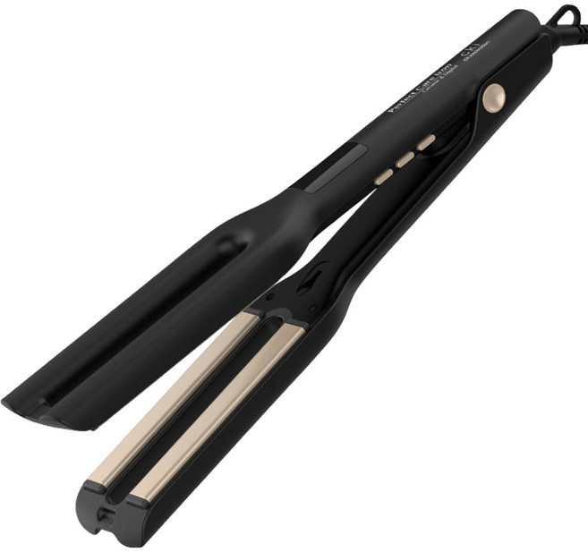 cki 세라믹코팅 디지털 6단 온도조절 듀얼 플레이트 말발굽 고데기, 블랙, CKI-F711