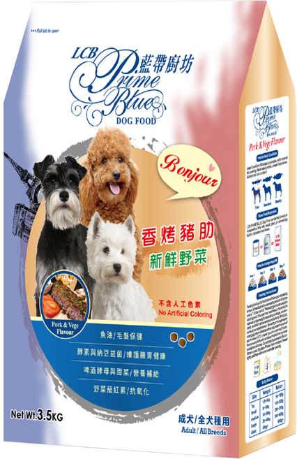 LCB 藍帶廚坊 成犬用 狗飼料, 3.5kg, 1個, 香烤豬肋 + 新鮮野菜