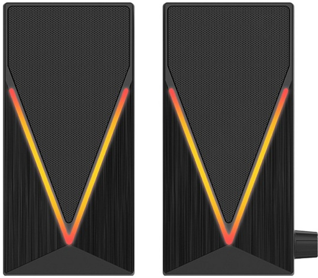 이버프 유선 LED 2채널 데스크탑 게이밍 스피커 세트, 블랙, EBS-SG2