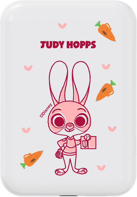 모란카노 디즈니 주토피아 비비드글라스 디자인 고속 맥세이프 무선 충전 보조배터리 5000mAh C타입, 주디